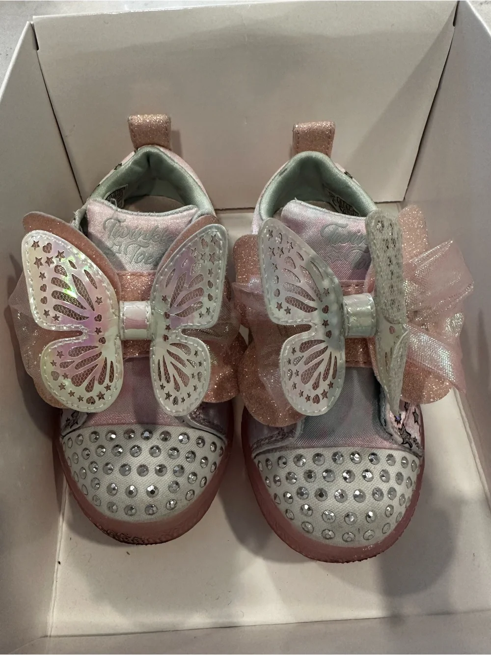 Pink Glitter Butterfly Kids Sneakers